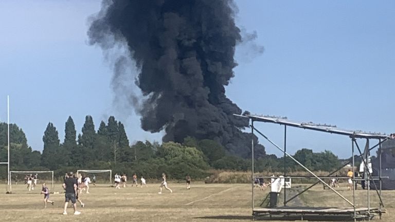Smoke rising near Southend airport. Pic: UKNIP