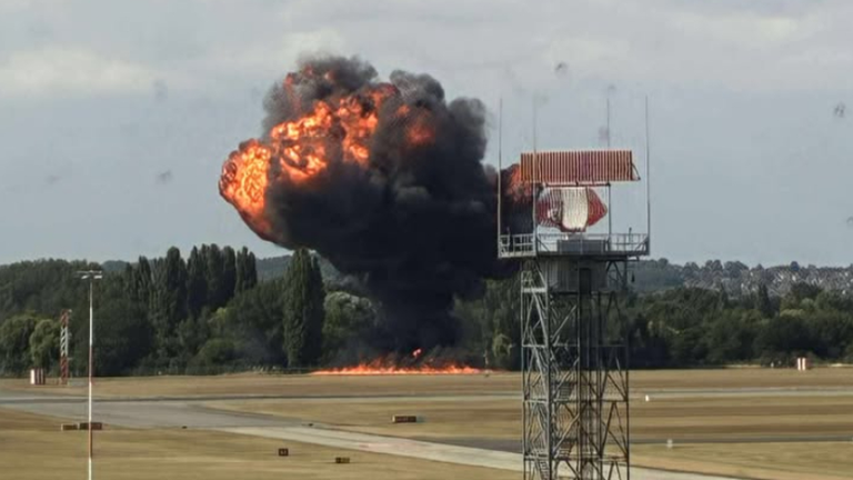 Fireball after plane crash at Southend Airport. Pic: Ben G