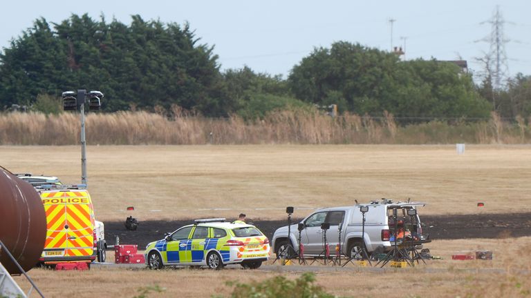 The scene at Southend Airport in Essex.
Pic: PA