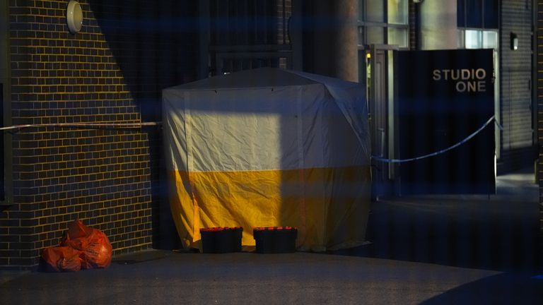 A police forensic tent at the scene in Long Lane, Southwark, south London PA 