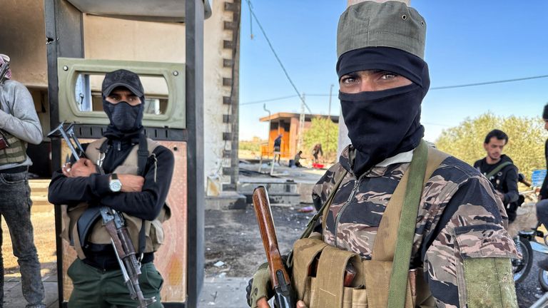 Fighters at a gas station