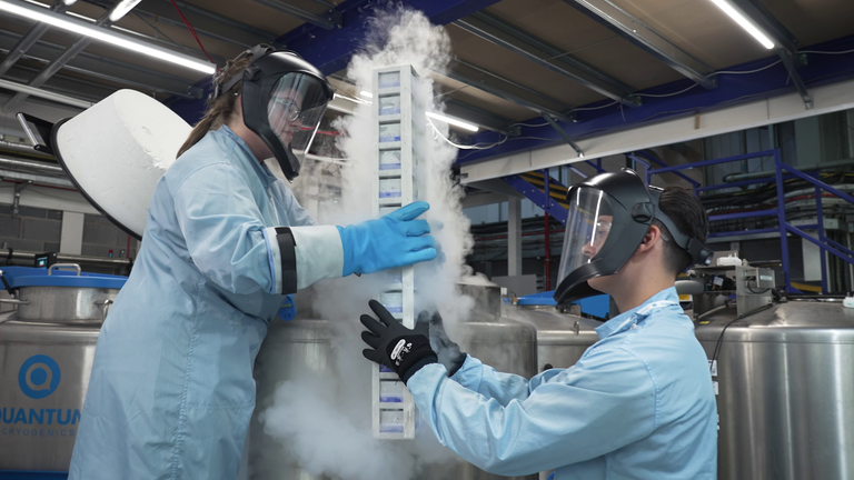 Samples being frozen at the UK Biobank project
