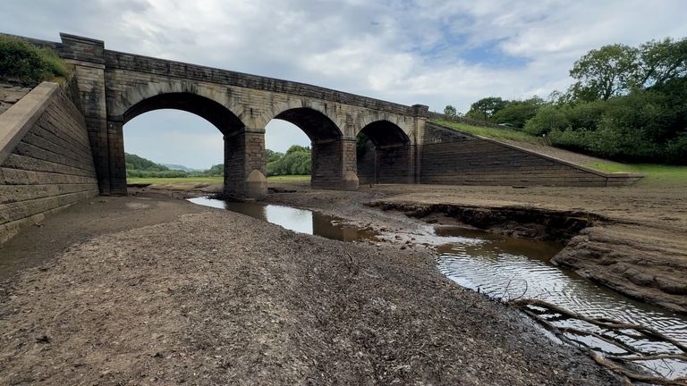 A general view of Lindley reservoir near Otley in the West Yorkshire with low water levels. The county is the latest in the north of England