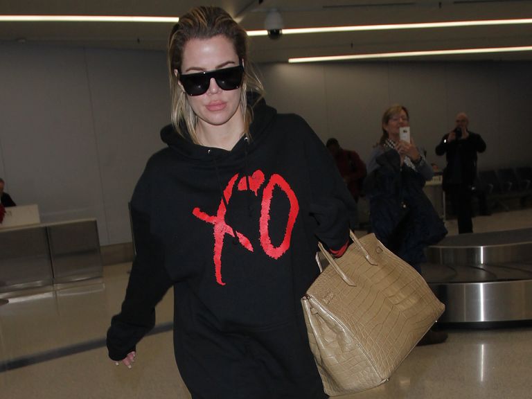 Khloe Kardashian with a crocodile Birkin bag. Pic: AP