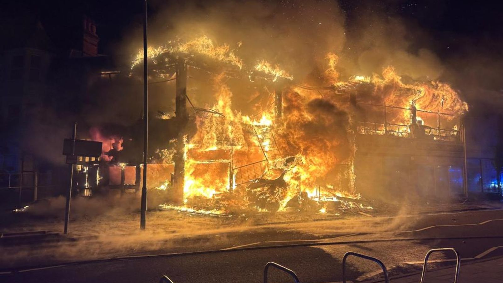 Homes evacuated as firefighters tackle huge blaze in Essex seaside town