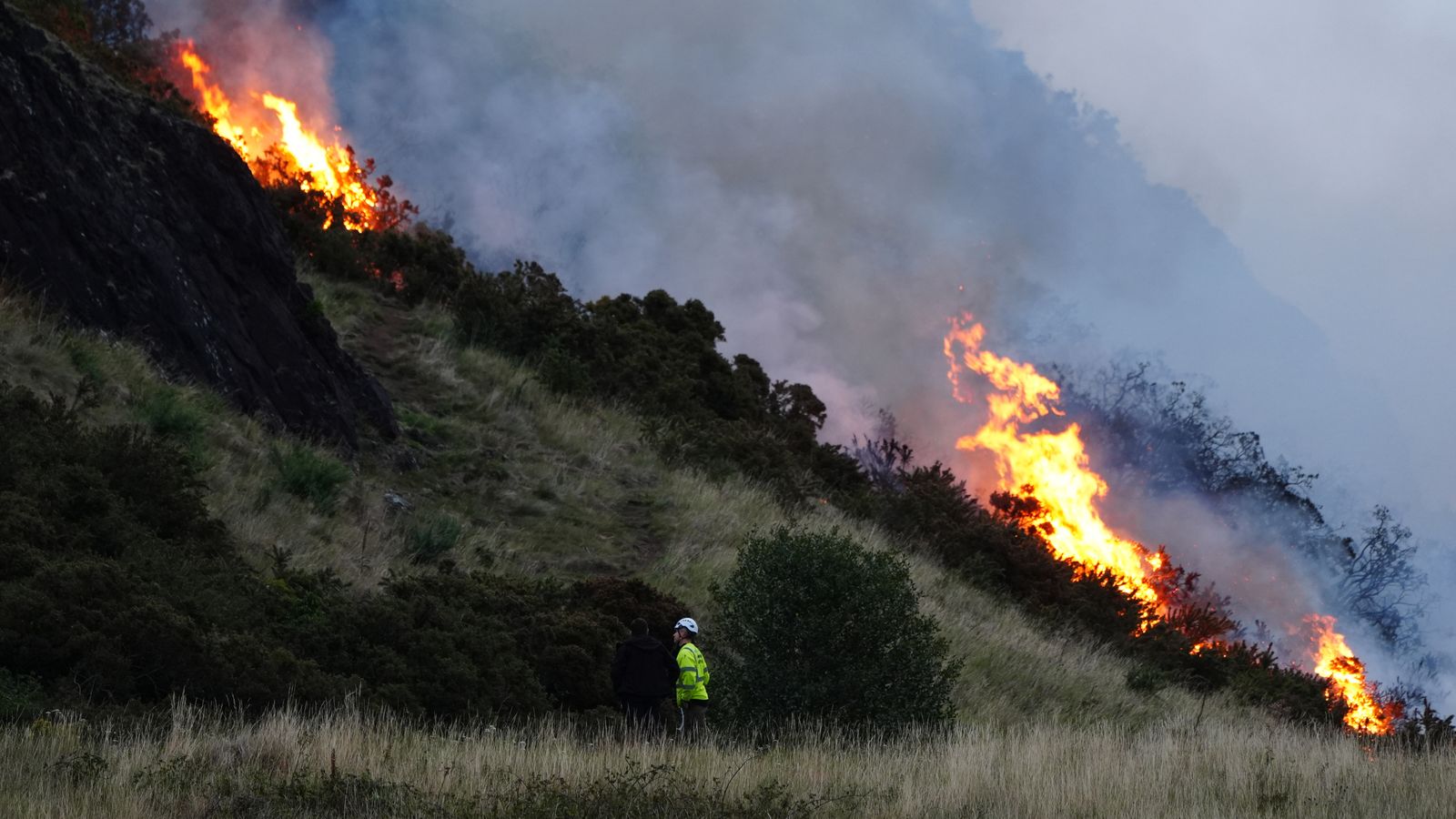 Firefighters dampen down hotspots after battling blaze at Edinburgh landmark Arthur's Seat