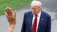 Donald Trump looks on as a member of the media raises their hand at the White House on 1 August 2025. Pic: Reuters