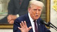U.S. President Donald Trump speaks, as he and Apple CEO Tim Cook (not pictured) present Apple's announcement of a $100 billion investment in