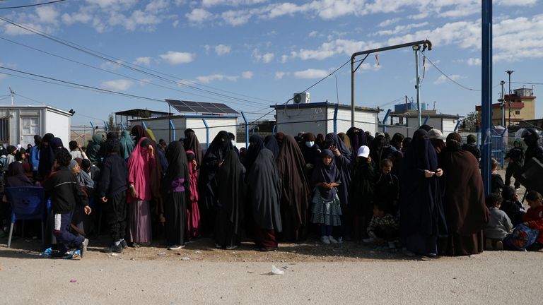 Detained women and their children in the Al Roj camp in Syria. File pic: Reuters
