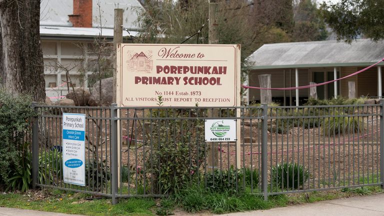 Porepunkah Primary School in Porepunkah, Victoria, was locked down for several hours. Pic: Reuters