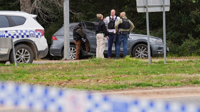 A manhunt in Australia continues into its second day. Pic: Simon Dallinger/AAP Image/AP