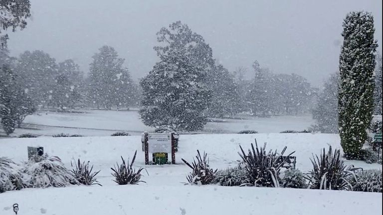 Snow blankets the writer  astatine  a Golf Club, successful  Armidale, New South Wales, Australia, August 2, 2025, successful  this screengrab obtained from societal  med