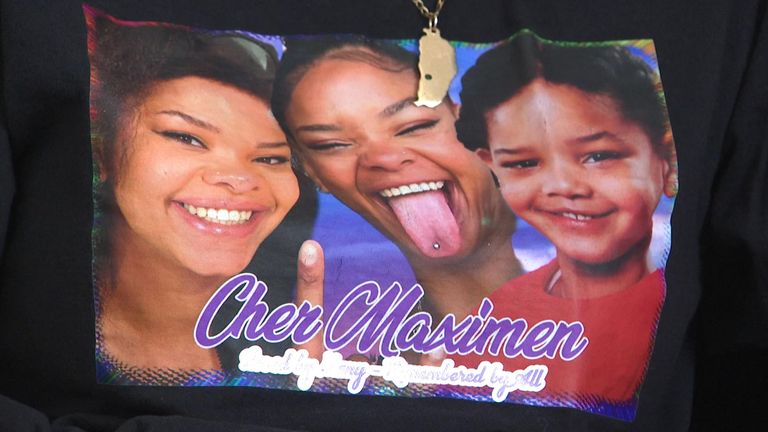 Vyleen Maximen proudly wears a T-shirt showing images of her granddaughter