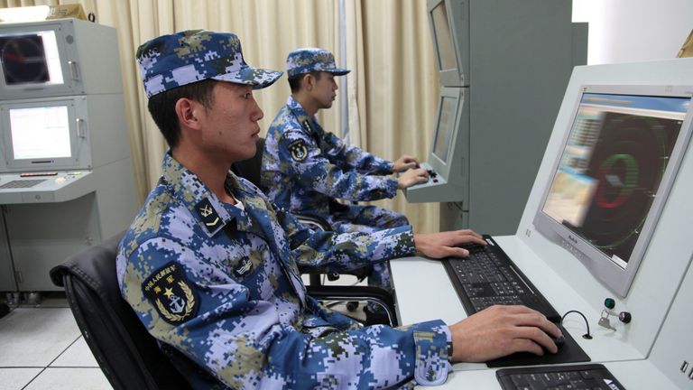 Chinese soldiers simulate nuclear combat