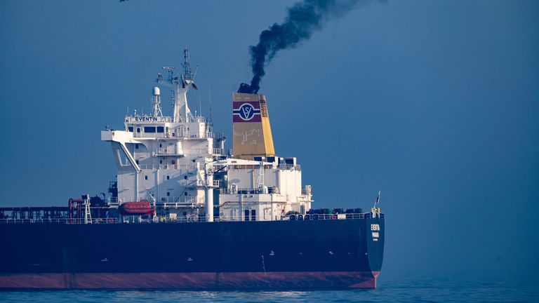 Suspected 'shadow fleet' ship the Eventin was seized in March by German authorities. Pic: AP