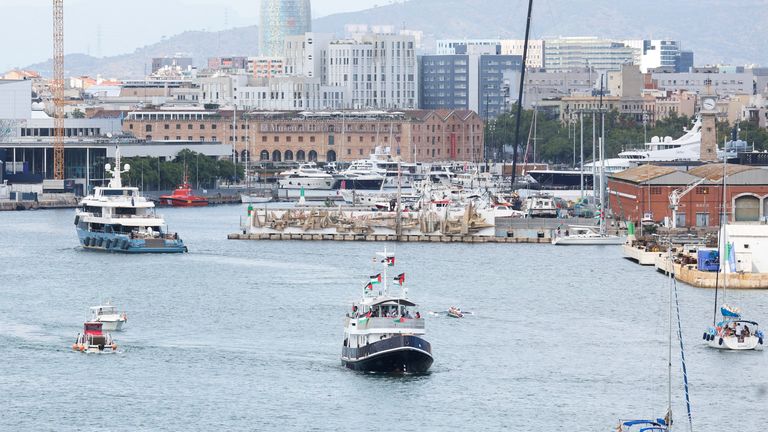 The flotilla departed from the port of Barcelona on Sunday. Pic: Reuters/Bruna Casas