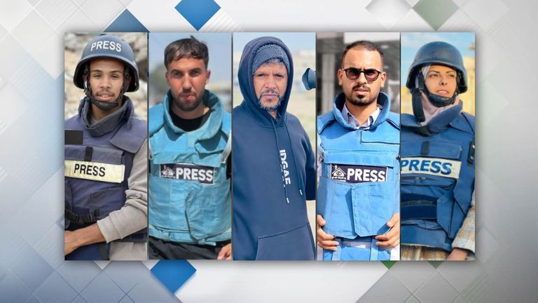 Left to right: Mohammed Salama, Moaz Abu Taha, Hussam al Masri, Ahmed Abu Aziz and Mariam Dagga