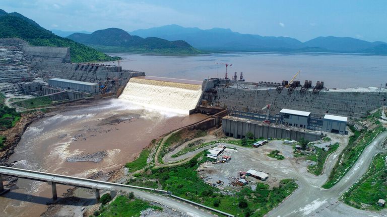 The Grand Ethiopian Renaissance Dam on the Blue Nile in Ethiopia. Pic: AP