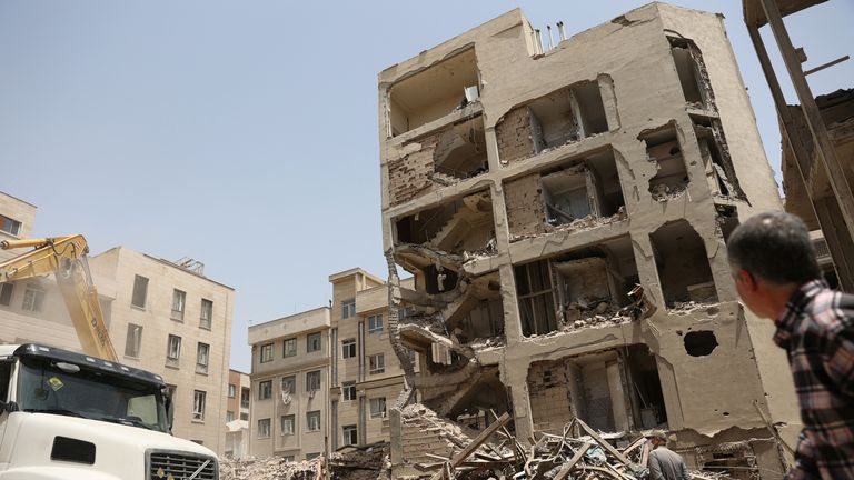 Aftermath of Israeli strikes on Tehran, Iran. Pic: Reuters