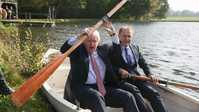 Then-foreign secretary Boris Johnson with the Czech Republic's deputy foreign minister Ivo Sramek at Chevening in 2017. Pic: AP
