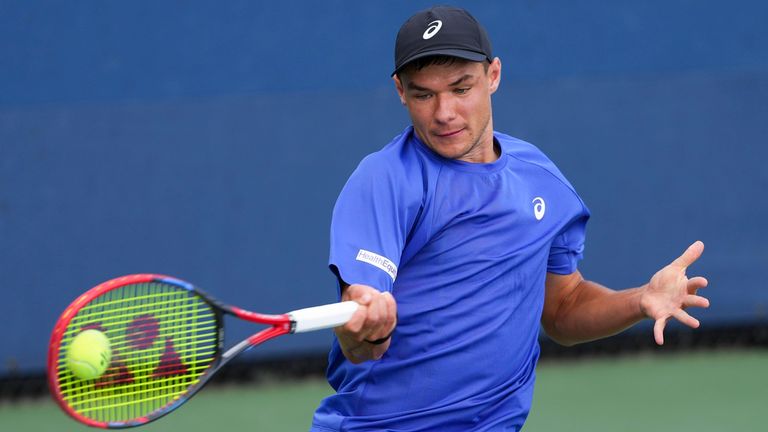 Kamil Majchrzak on court against Karen Khachanov last week. Pic: AP