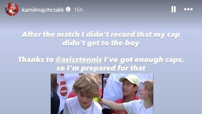 Majchrzak posted on Instagram on Friday. Pic: Instagram/kamilmajchrzakk