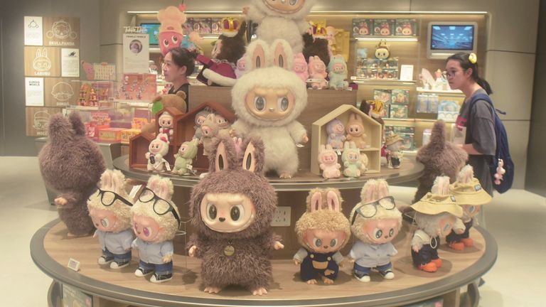 Different types of Labubu products seen on display in a Pop Mart outlet in Hangzhou city in China. Pic: FeatureChina/AP