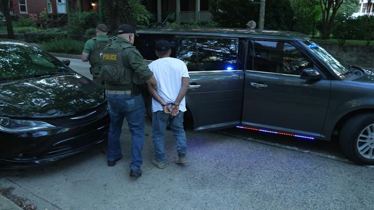 Sky News witnessed several men being detained