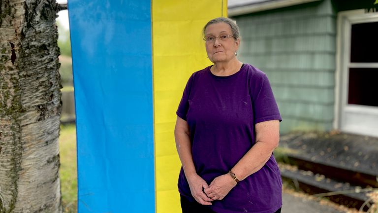 'Never Trumper' Meg Leonard with her Ukrainian flag