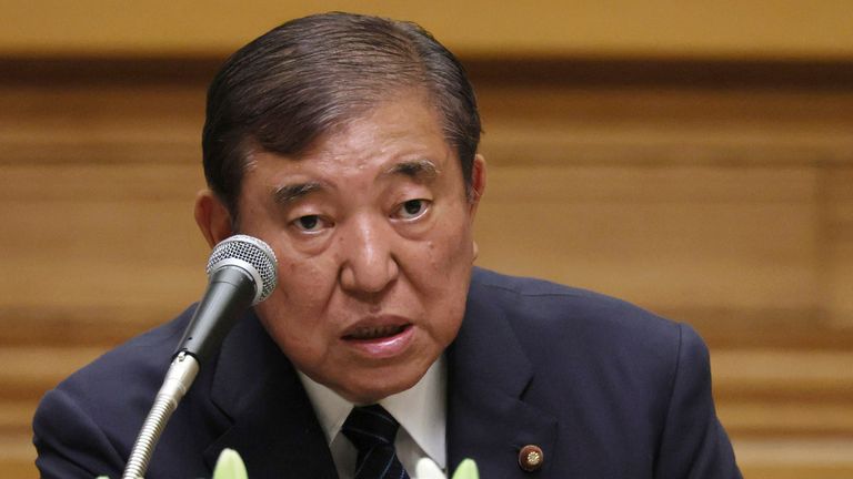 Japoński premier Shigeru Ishiba organizuje konferencję prasową w Nagasaki. PIC: AP