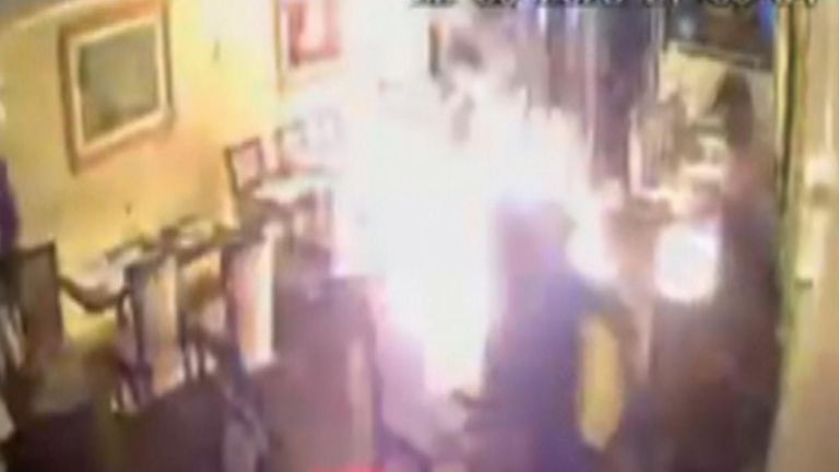 The moment the fire broke out. 