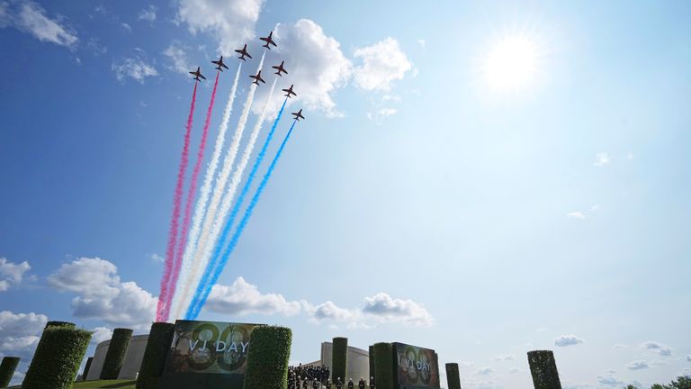 A Red Arrows formation paid an airborne tribute