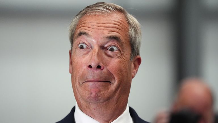 Nigel Farage at the launch of Reform UK's plan to deport asylum seekers. Pic: PA