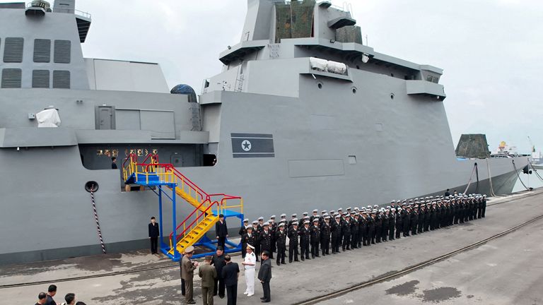 The ship is based at the western port of Nampo. Pic: KCNA/Reuters