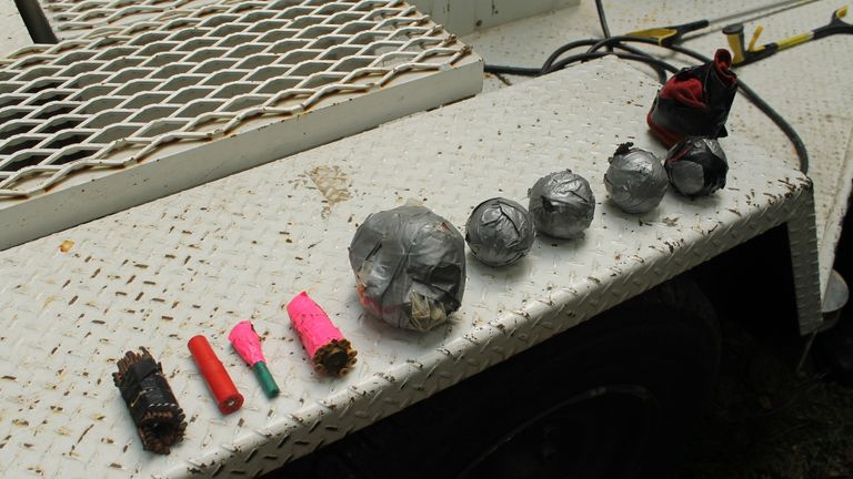 Fourteen IEDs were found at Kevin Wade O'Neal's home. Pic: Polk County Sheriff's Office