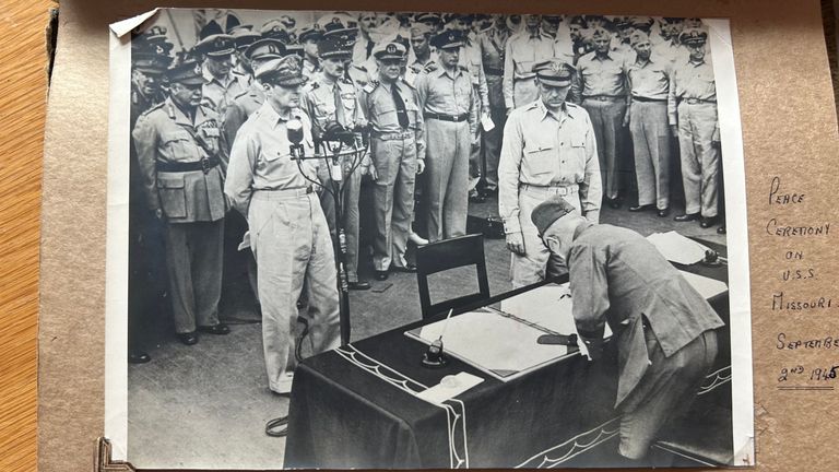 Mr Draper still has a photo showing the peace deal being signed. Pic: Royal British Legion/PA