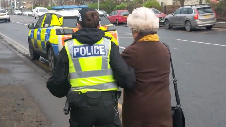 Ms Docherty being arrested. Pic: ADF International