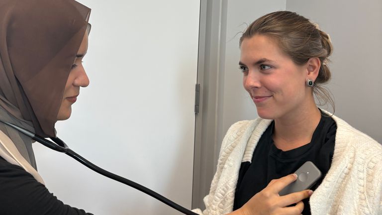 The AI stethoscope being used on a patient in London. Pic: PA
