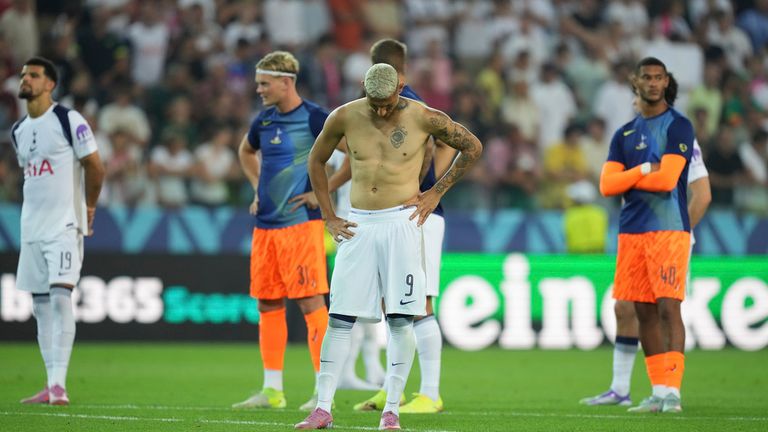 Tottenham players after their final defeat. Pic: AP