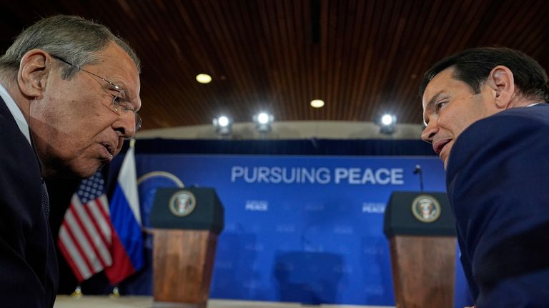Russia's Foreign Minister Sergei Lavrov and US secretary of state Marco Rubio also attended the talks. Pic: AP/ Julia Demaree Nikhinson