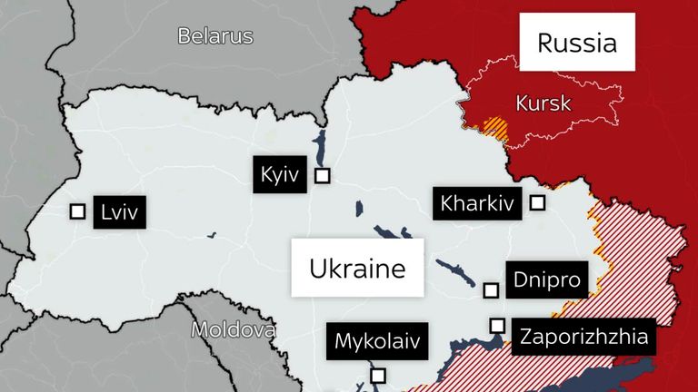 A map of the Ukrainian-Russian border