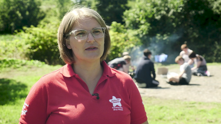 Vicki Phillips from Action for Children at a BBQ in Haverfordwest