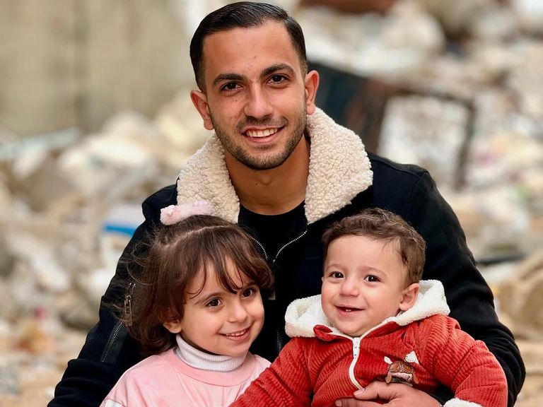 Al Sharif with his two children 