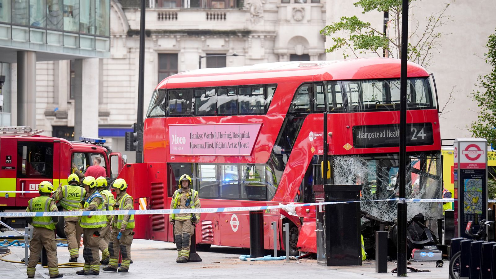 Several injured after bus hits pedestrians in Victoria Street, central London