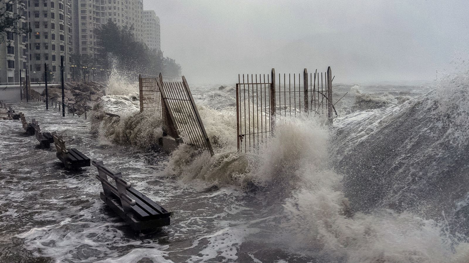 Ferocious wind and rain as super typhoon brings megacities to a standstill