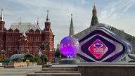 "Intervision" decorations in Moscow ahead of the Russia version of Eurovision.
