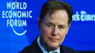 Nick Clegg attends the 2024 edition of the World Economic Forum, in Davos, Switzerland. Pic: Reuters