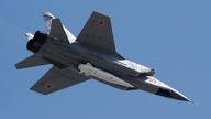 A Russian MiG-31 fighter jet during a training drill in 2022. Pic: Reuters