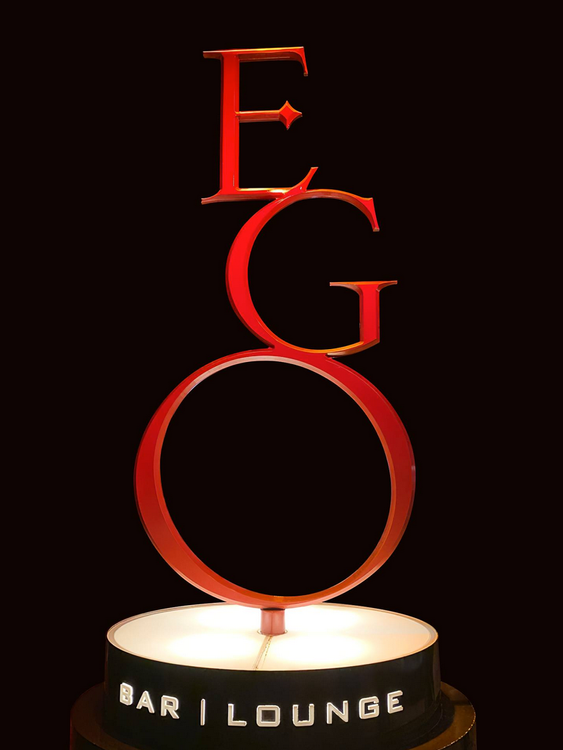 An 11ft-tall sign spelling the word 'Ego' from the Trump Taj Mahal casino in Atlantic City. Pic: Andres Serrano