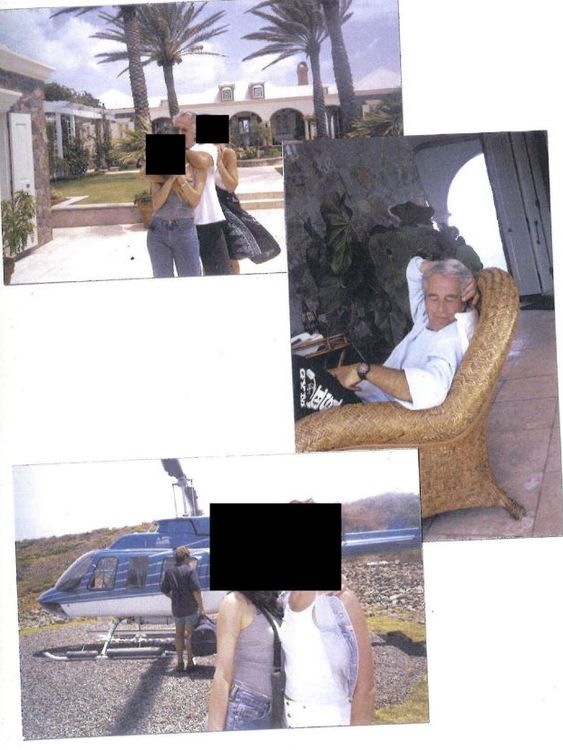 Partially redacted images of Epstein with a woman who contributed to his birthday book. Pic: US House Oversight Committee